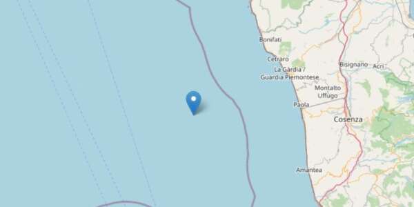 Terremoto, scossa di magnitudo 3.6 al largo della costa di Paola