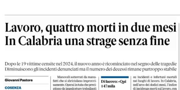 Rassegna stampa 01-05-2025 edizioni Calabria